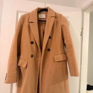 Wool-Blend Double-Breasted Camel Coat - Women